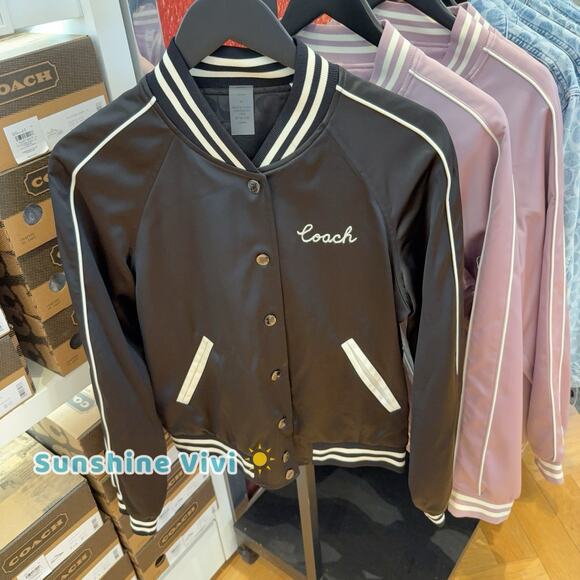 NWT Coach Women's Reversible Signature Souvenir Varsity Jacket CAH06 Black XS - Picture 1 of 9